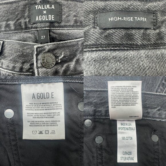 Agolde x Talula High Rise Taper Black Faded Jeans Size 27 Distressed Denim - Picture 11 of 14